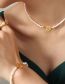 Fashion E158-gold Bracelet-15cm Titanium Steel Geometric Pearl Beaded Flower Bracelet