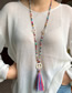 Fashion 2# Crystal Beaded And Peaceful Rough Tassel Hanging Chain