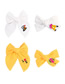 Fashion Yellow Pair Fabric Letter Embroidery Bow Hair Clip