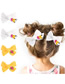 Fashion Yellow Pair Fabric Letter Embroidery Bow Hair Clip