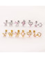 Fashion Gold 5# Titanium Steel Inlaid Love Puncture Earrings