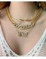 Fashion Gold Alloy Inlaid Diamond Chain Alphabet Multi -layer Necklace