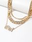 Fashion Gold Alloy Inlaid Diamond Chain Alphabet Multi -layer Necklace