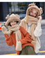Fashion Kids Khaki Imitation Rabbit Fur Cartoon Dragon Horn Scarf Gloves Integrated Head Cap