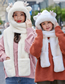 Fashion Children's Grey Imitation Rabbit Fur Cartoon Dragon Horn Scarf Gloves Integrated Head Cap