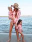 Fashion Baby Pink Polyester Print Zip-up Swimsuit