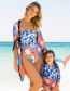 Fashion Baby Polyester Print Lace-up One-piece Swimsuit