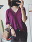 Fashion Red Polyester V-neck Pullover Bottoming Shirt