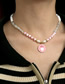 Fashion Bright Rose Crushed Stone Splicing Soft Pottery Beaded Oil Love Cross Necklace