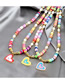 Fashion Red Pink White Purple Colored Soft Pottery Beaded Drip Oil Love Necklace