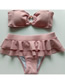 Fashion Pink Polyester Lace Cutout Split Swimsuit