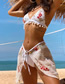 Fashion White Polyester Embroidered Puff Ball Fringe Split Swimsuit