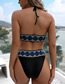 Fashion Blue Shoulder Solid Color Plate One-shoulder Split Swimsuit