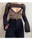 Fashion Black Knit Cutout Lace-up Sun Blouse