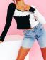 Fashion Black And White Sweater Knitted Colorblock Square Neck Top