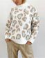 Fashion Black Polyester Knit Leopard Turtleneck Sweater