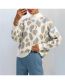 Fashion Black Polyester Knit Leopard Turtleneck Sweater