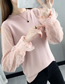 Fashion Apricot Round Neck Pullover Lace Long Sleeve Knit Sweater