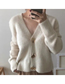 Fashion White Mink Fleece Oversized Button-breasted Cardigan Jacket