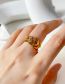 Fashion Gold Titanium Leaf Geometric Ring
