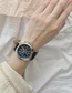 Fashion Black With White Alloy Diamond Round Dial Watch