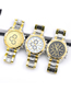 Fashion Black-faced Alloy Geometric Round Dial Watch