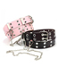Fashion Pink + Chain Pu Air Eye Square Buckle Wide Belt