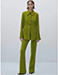 Fashion Green Woven Micro Pleated Straight-leg Trousers
