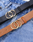 Fashion Camel Faux Leather Double Round Buckle Wide Belt
