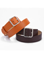 Fashion Grey Faux Leather Metal Square Buckle Wide Belt