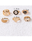 Fashion Gold Halloween Dripping Ghost Leaves Love Tai Chi Ring Set