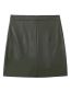 Fashion dark green Pu Zipper Skirt
