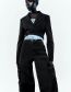 Fashion Black Blend Multi-pocket Cuffed Trousers