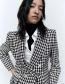 Fashion Houndstooth Houndstooth Double-breasted Blazer