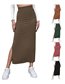 Fashion Brown Solid Color Slit Skirt