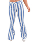Fashion Brown Polyester Striped Flared Trousers