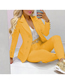 Fashion Yellow Polyester Breasted Pocket Lapel Blazer Trousers Set