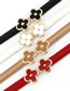 Fashion White Leather Clover Buckle Thin Belt