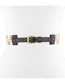 Fashion Brown L Leather Color-block Wide Belt With Metal Buckle