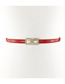 Fashion Red Leather Belt With Pearl Square Buckle