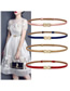 Fashion Gold Leather Belt With Pearl Square Buckle