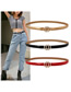 Fashion Gold Leather Double Round Buckle Thin Belt