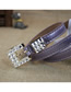 Fashion Purple Faux Leather Geometric Thin Belt With Square Diamond Buckle