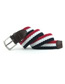 Fashion Red White Blue Contrasting Color Braided Metal Buckle Geometric Wide Belt