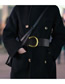 Fashion Black Size L Leather Belt With Metal Buckle