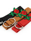 Fashion Red Double-ring Buckle Belt In Rose Canvas