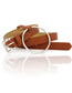 Fashion Camel Wide Belt In Leather With Metal Square Buckle