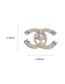 Fashion 5# Brooch - Gold (pearl Double C) Alloy Set Zirconium Geometric Cross Brooch