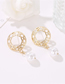 Fashion Gold Alloy Round Mesh Hollow Pearl Drop Earrings