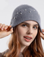 Fashion Grey Wool Knitted Pearl Rolled Hood